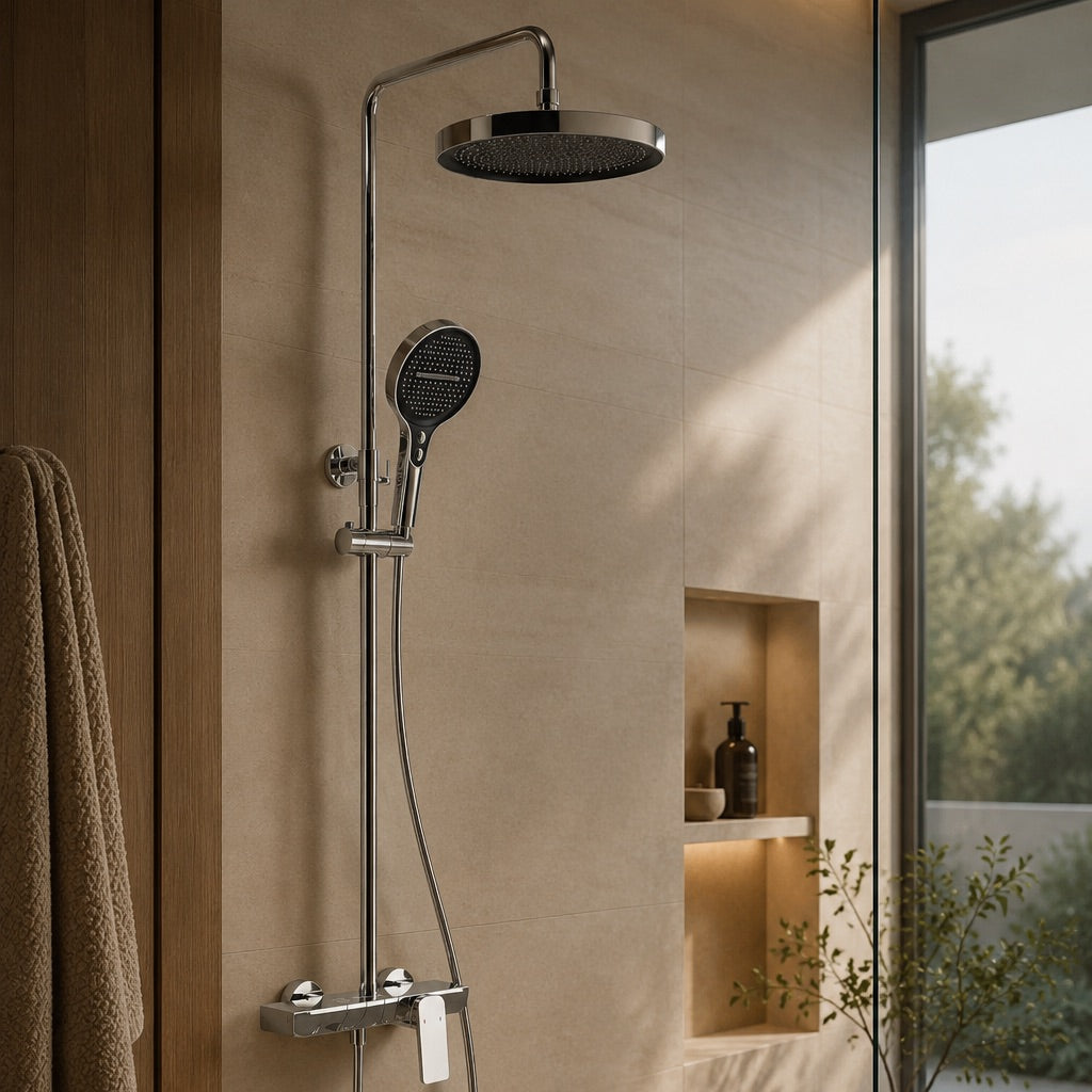 Colonne de douche à tablette chromée – vue 3