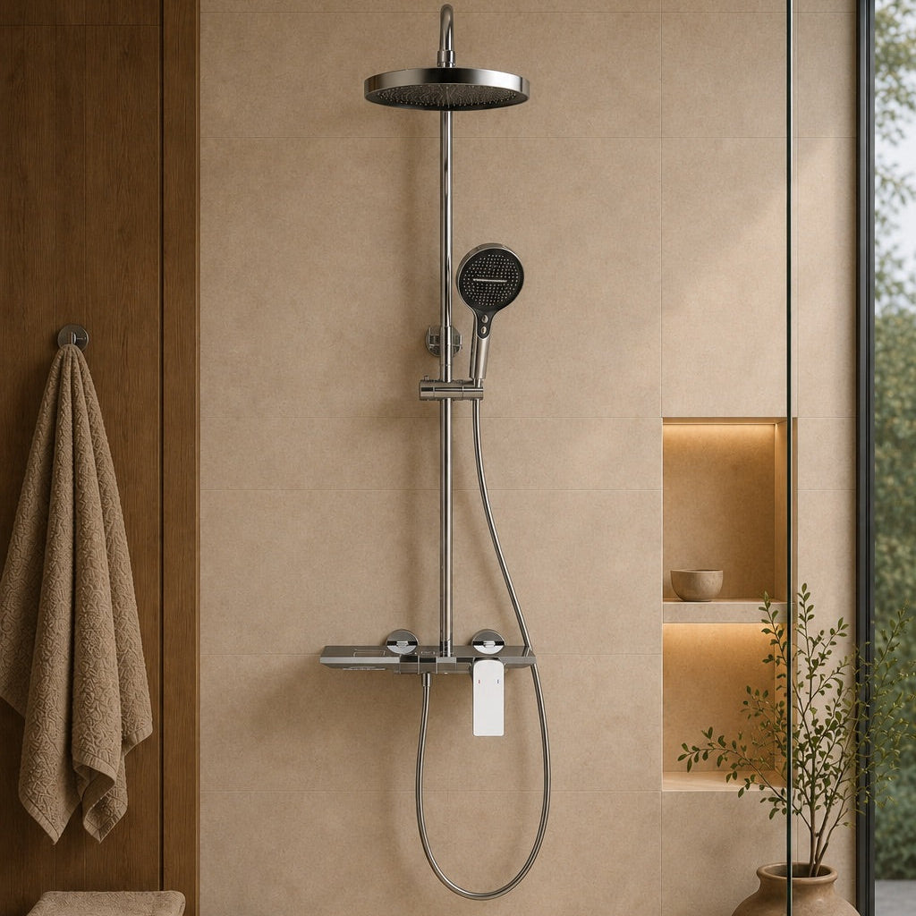 Colonne de douche à tablette chromée – vue 4