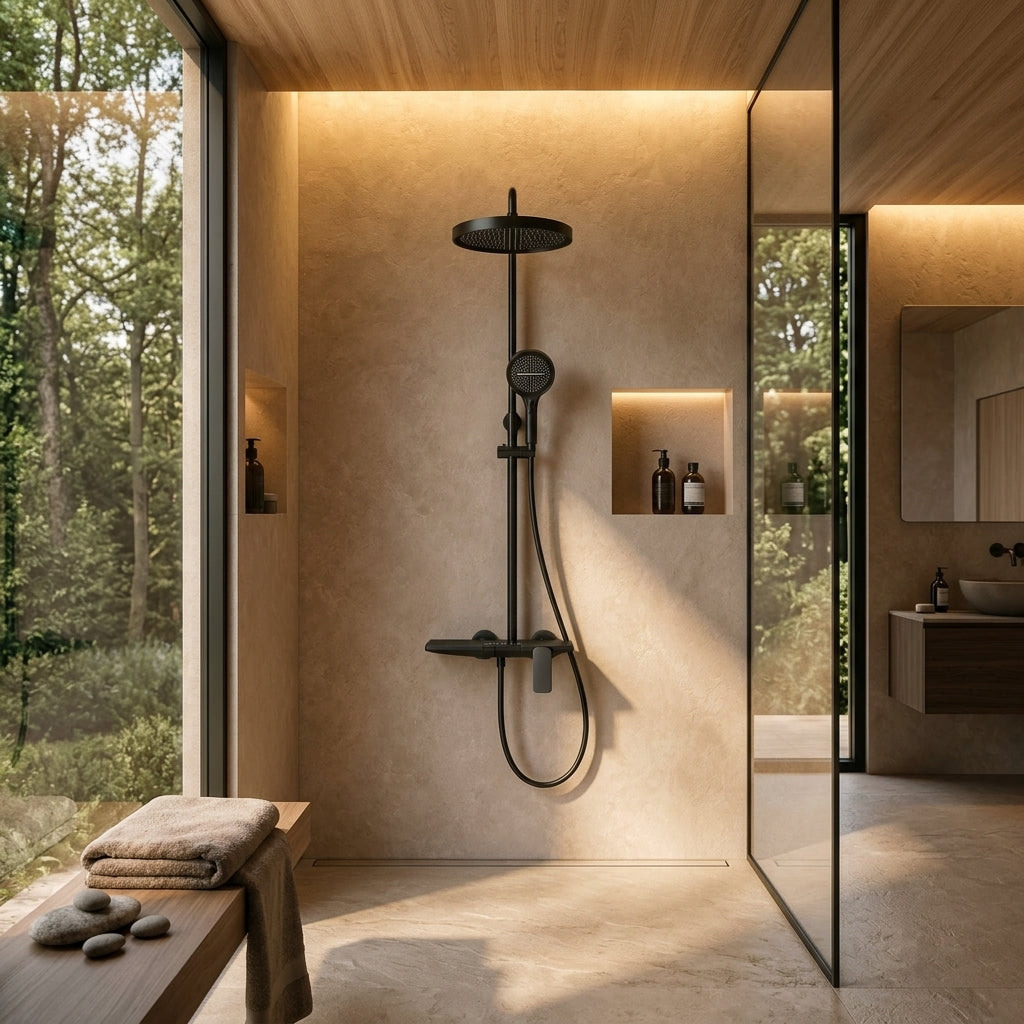 Colonne de douche à tablette noire