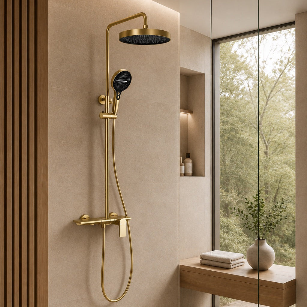 Colonne de douche à tablette or brossé – vue 3