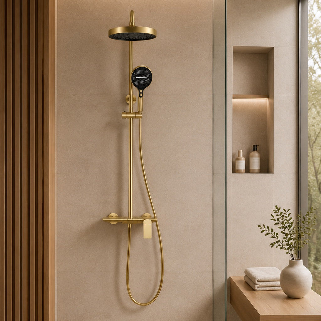 Colonne de douche à tablette or brossé – vue 4