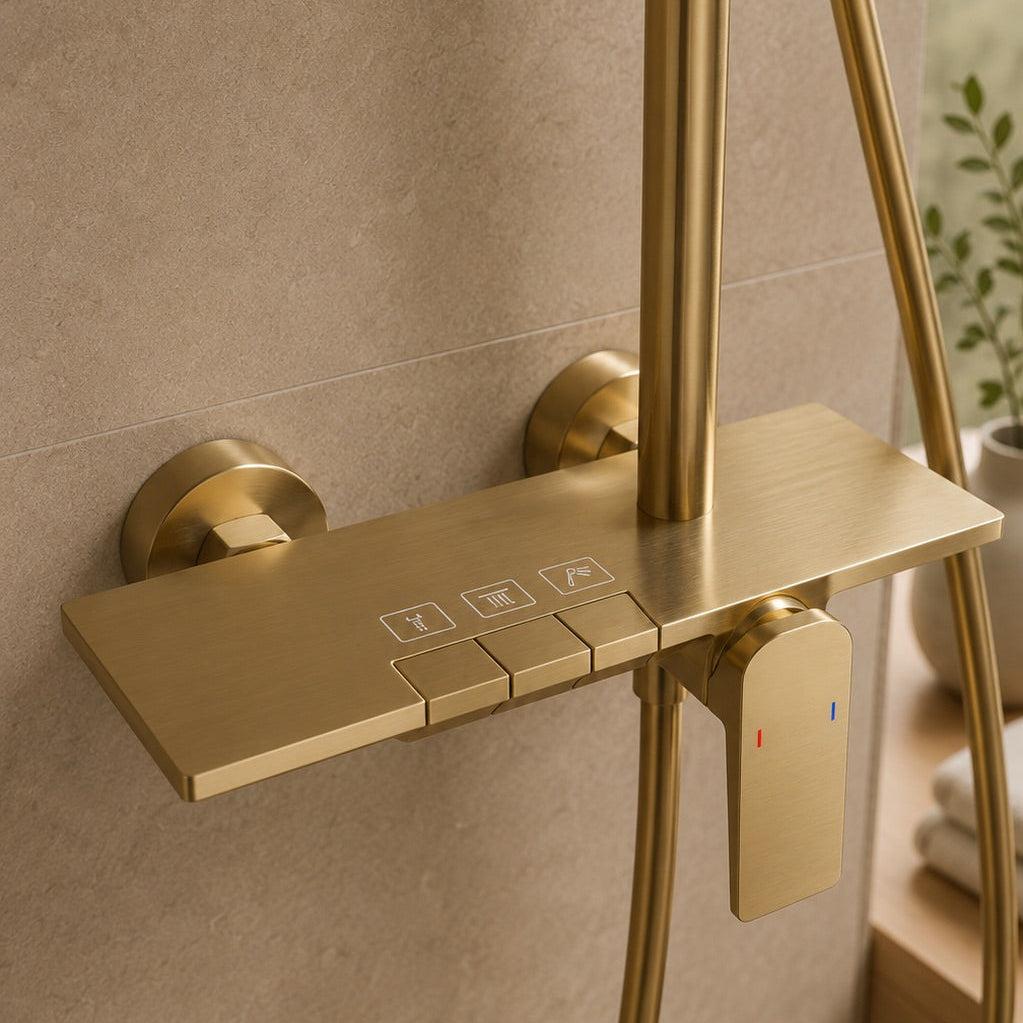 Colonne de douche à tablette or brossé – vue 5