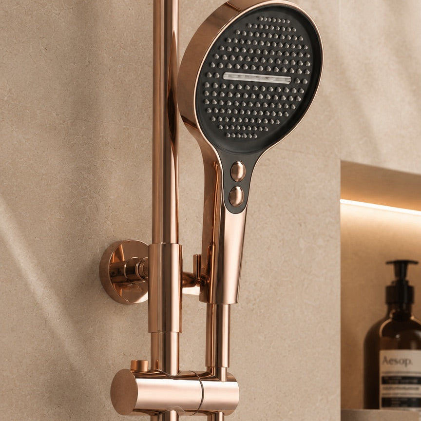Colonne de douche à tablette or rose – douchette