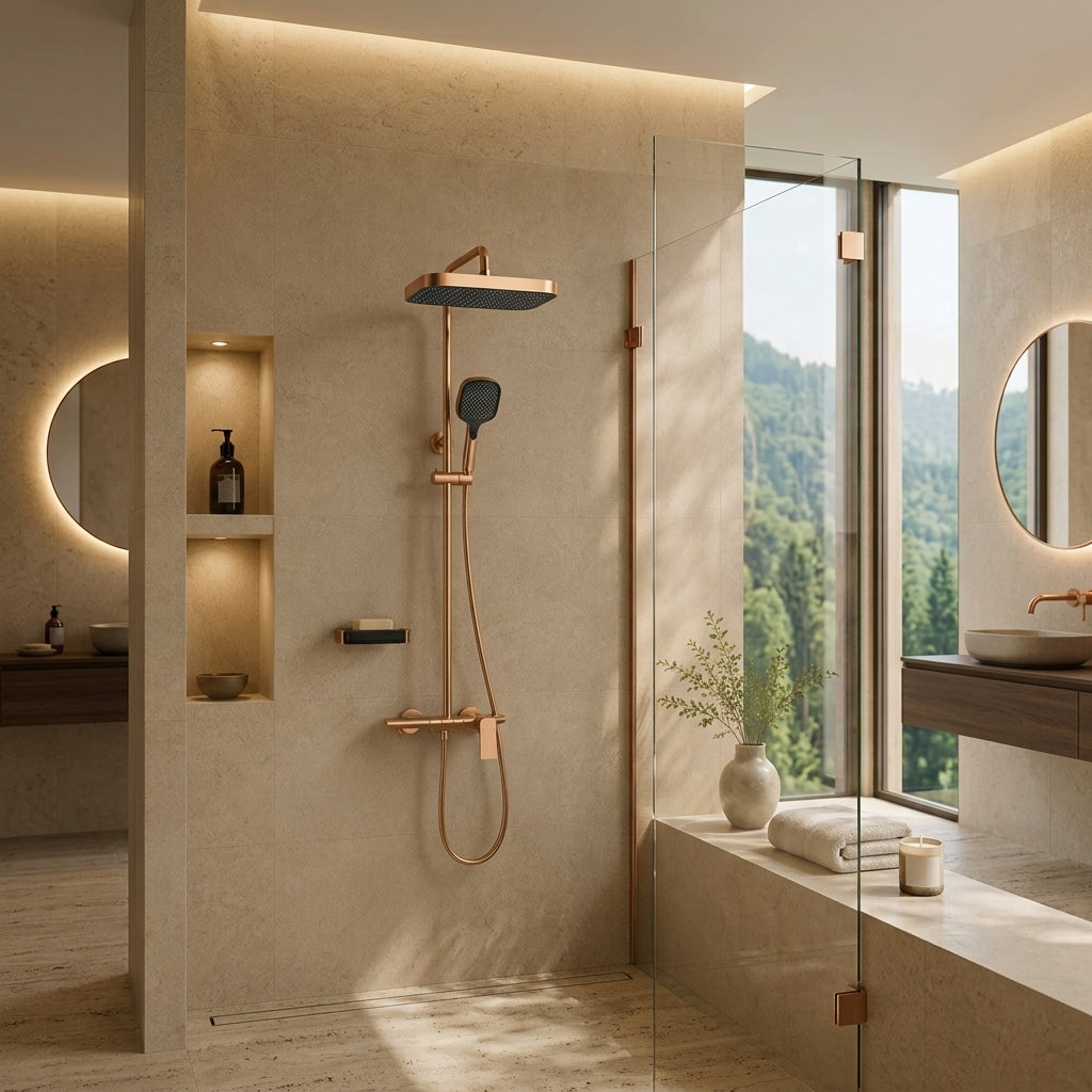 Colonne de douche à tablette or rose brossé – vue 5
