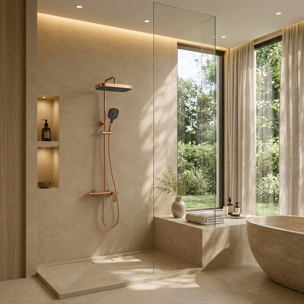 Colonne de douche à tablette or rose brossé – vue 6
