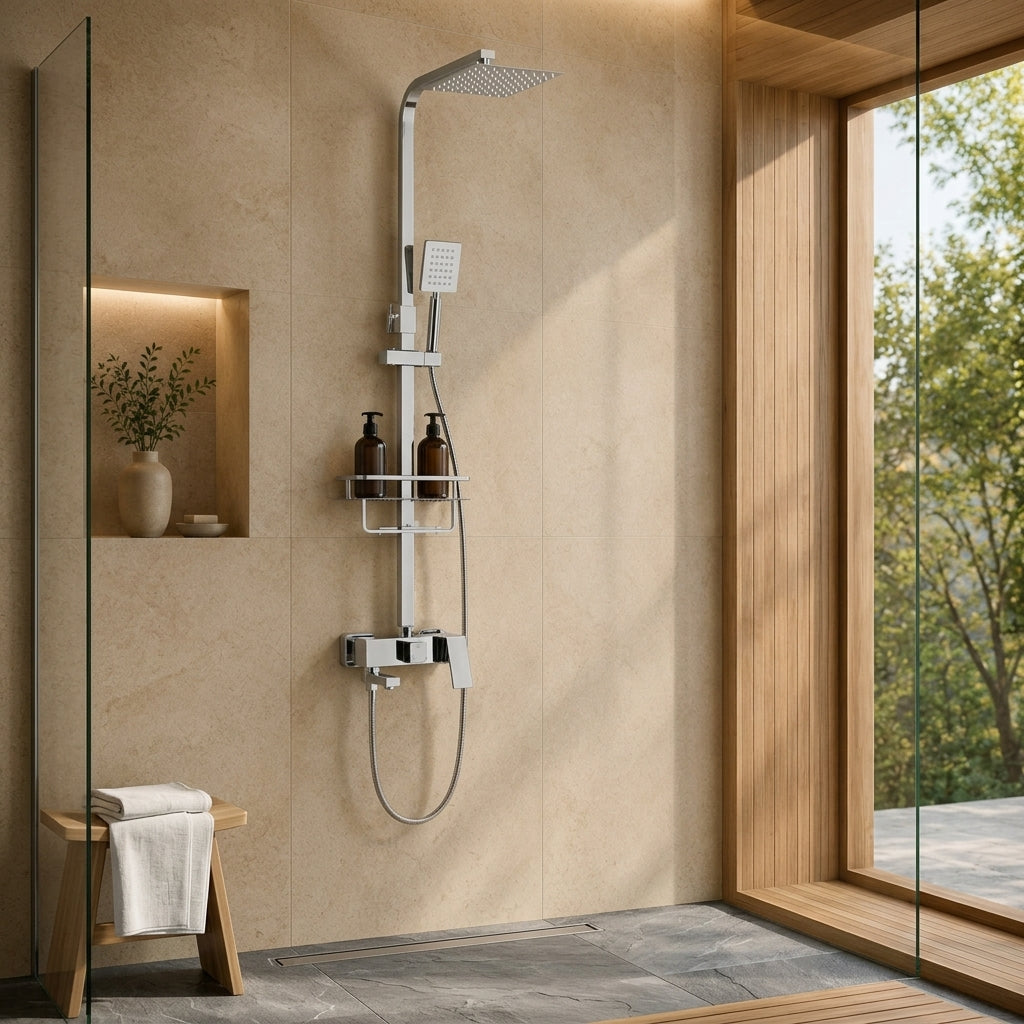 Colonne de douche avec mitigeur chrome 20 cm