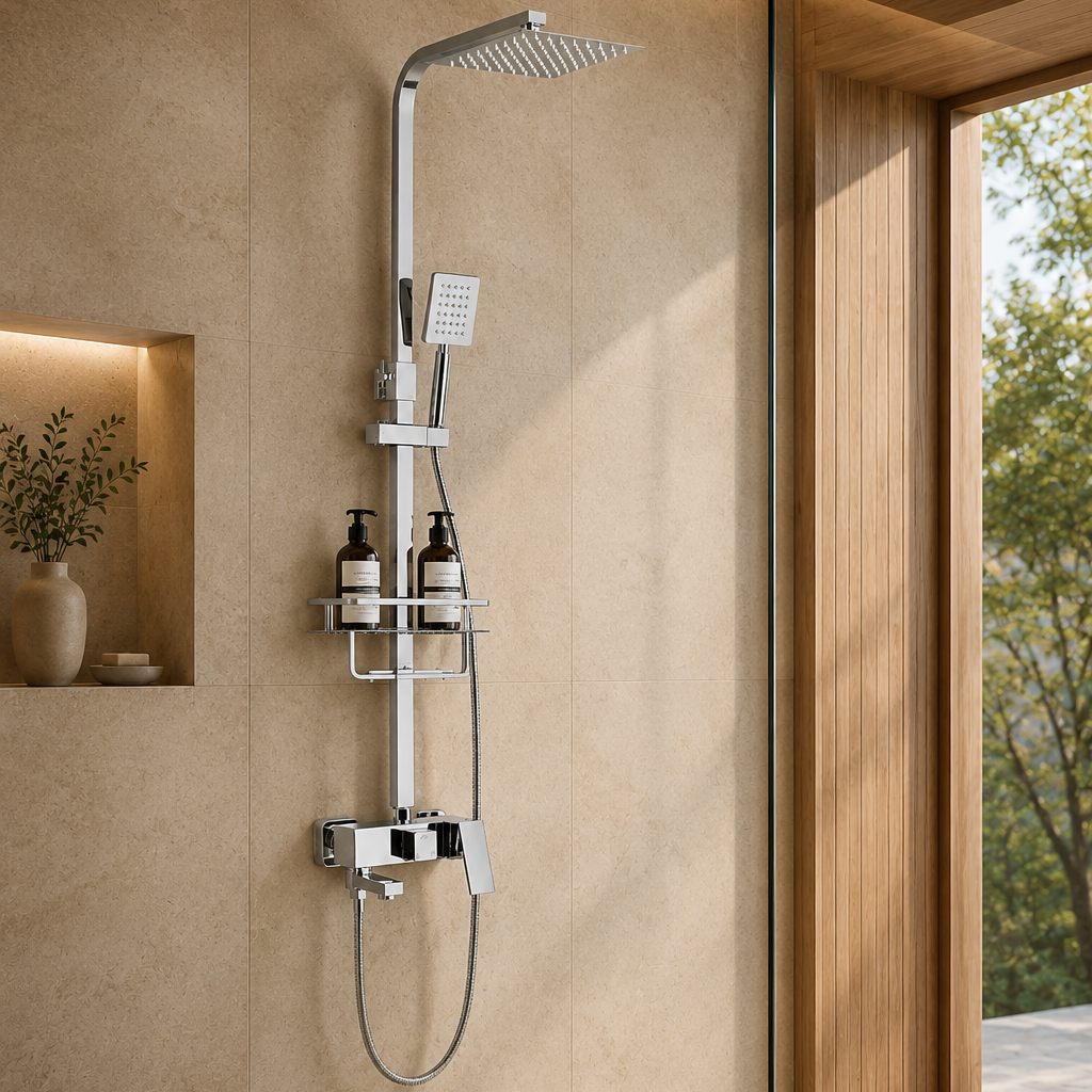 Colonne de douche avec mitigeur chrome 20 cm – mitigeur