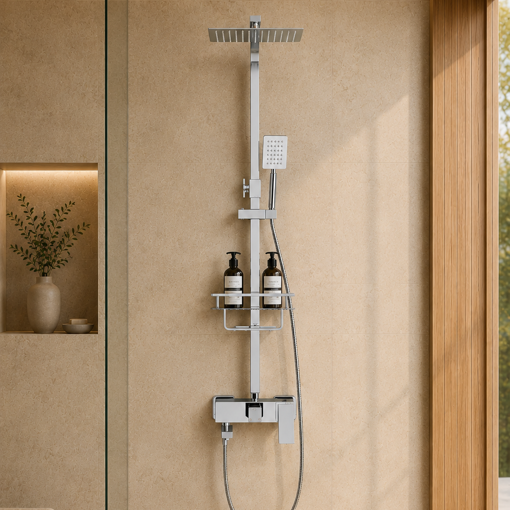 Colonne de douche avec mitigeur chrome 20 cm – mitigeur