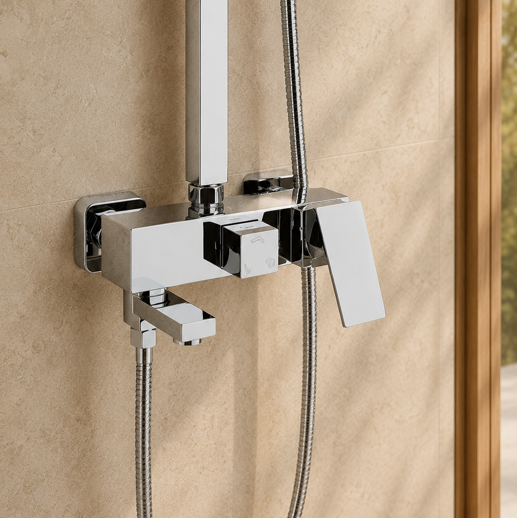 Colonne de douche avec mitigeur chrome 20 cm – mitigeur