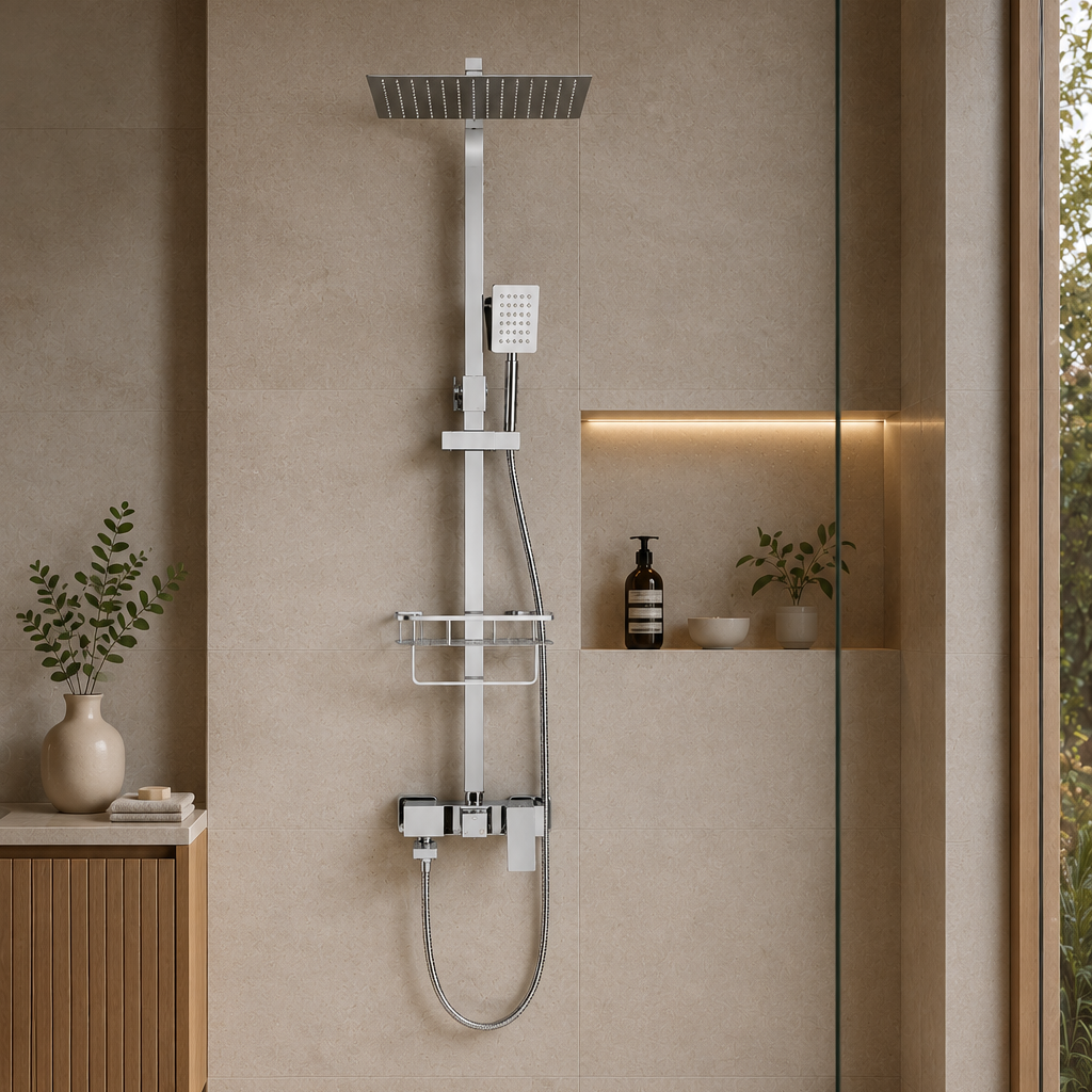 Colonne de douche avec mitigeur chrome 30 cm