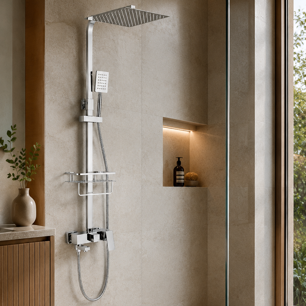 Colonne de douche avec mitigeur chrome 30 cm – mitigeur