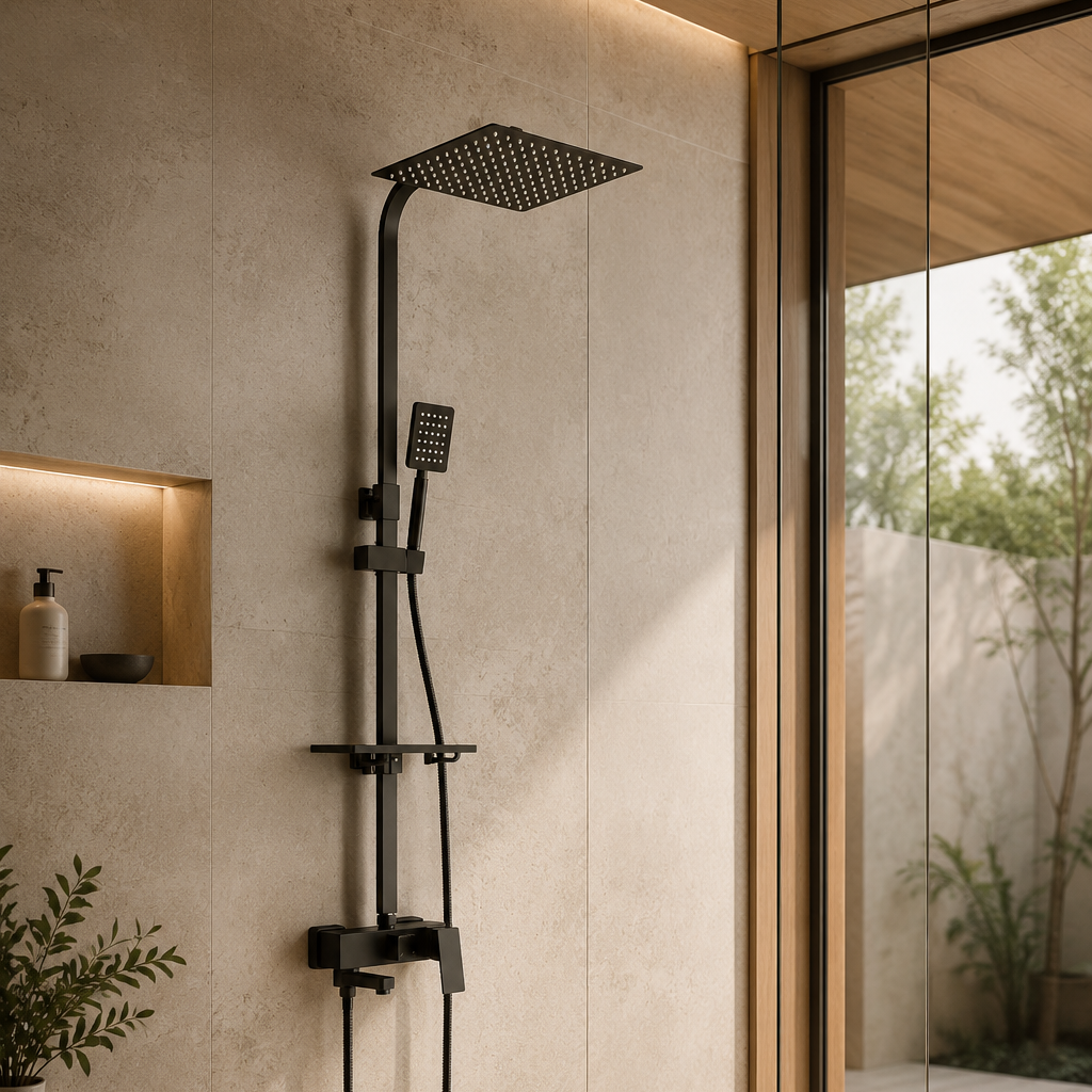Colonne de douche avec mitigeur noir mat 30 cm – mitigeur