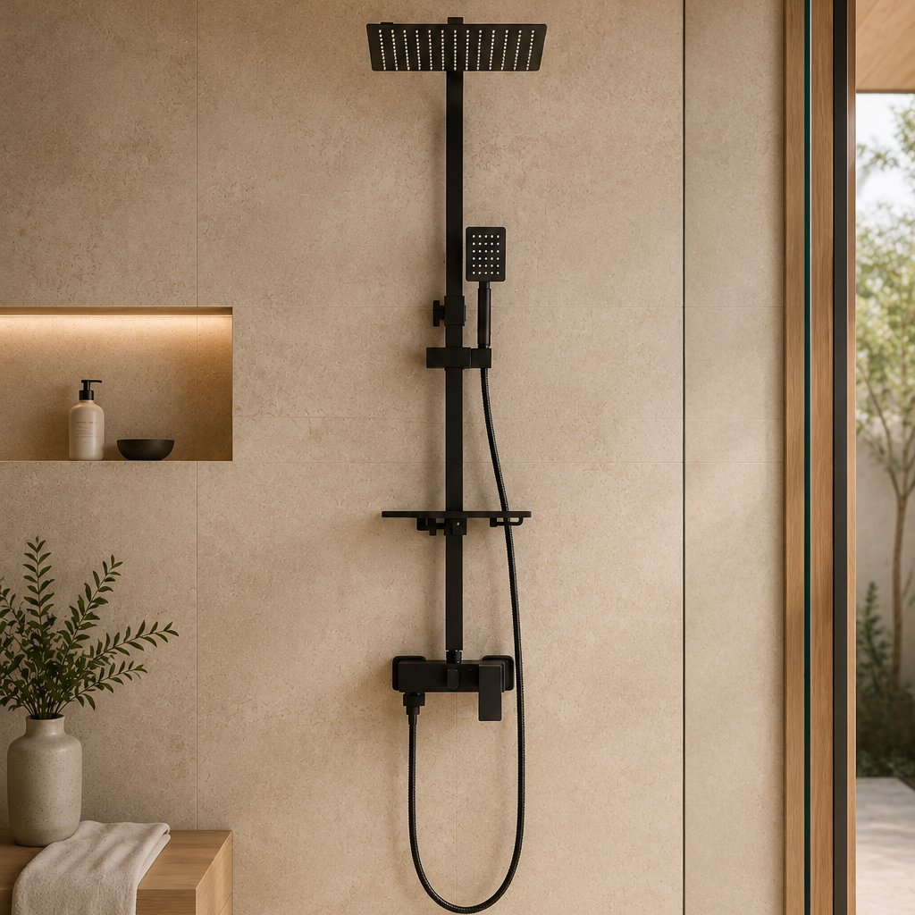 Colonne de douche avec mitigeur noir mat 30 cm – mitigeur