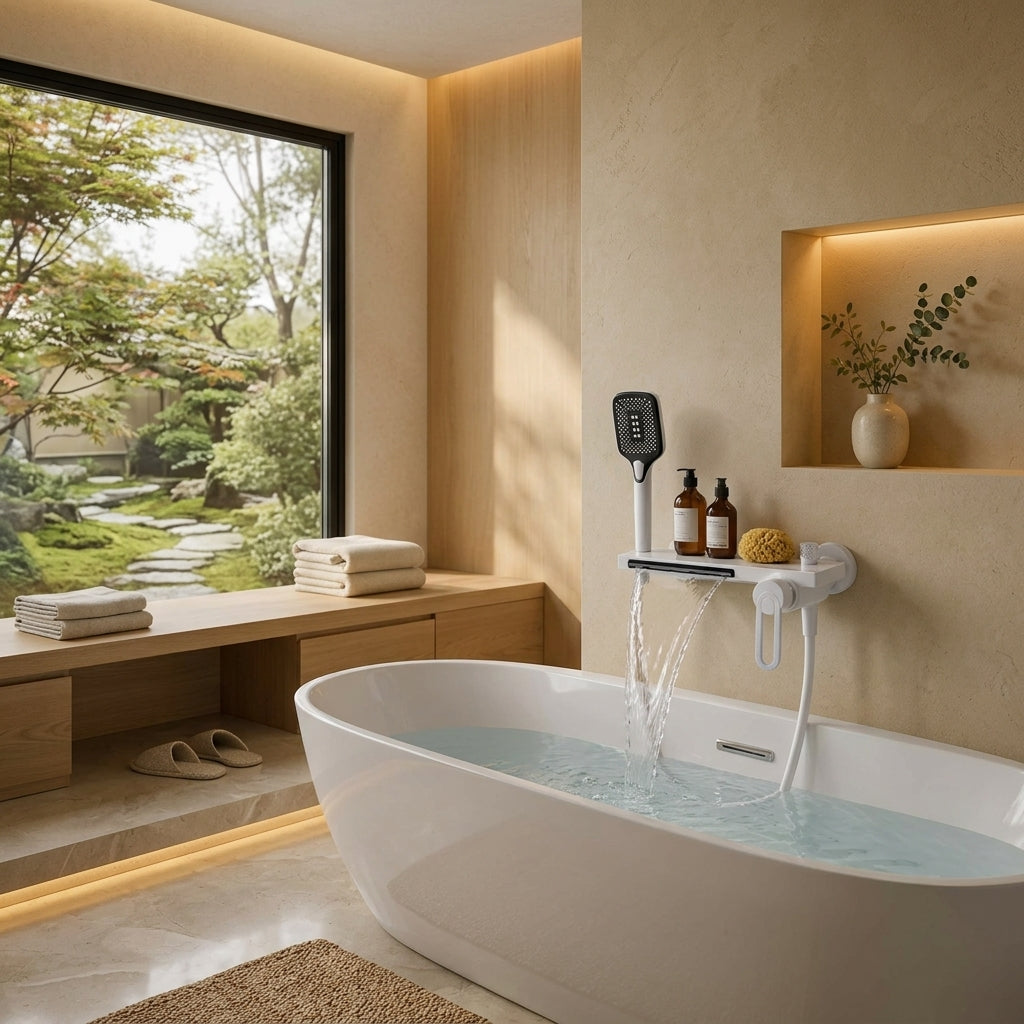 Colonne de douche baignoire blanche
