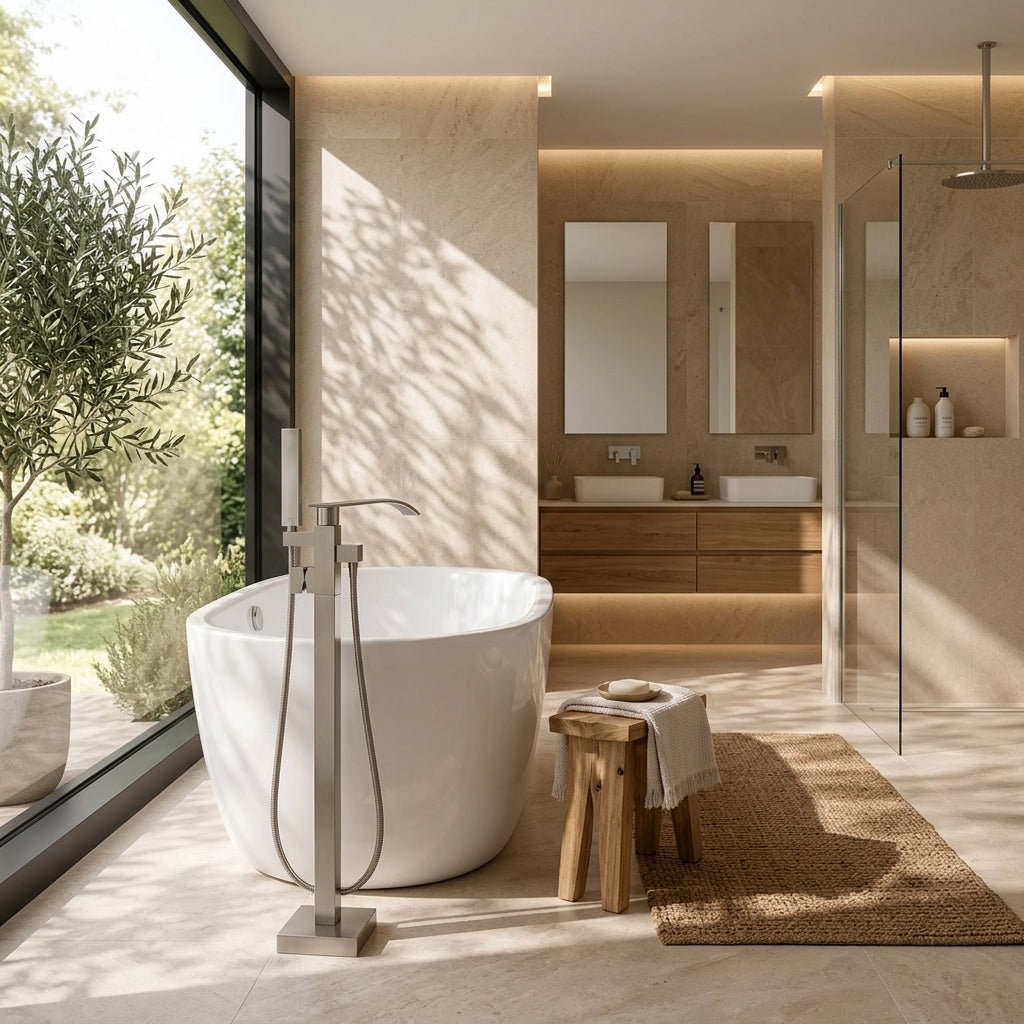 Colonne de douche baignoire nickel brossé