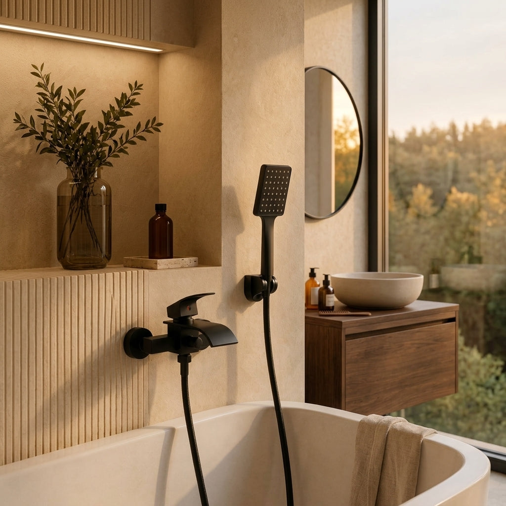 Colonne de douche baignoire noire arrondie