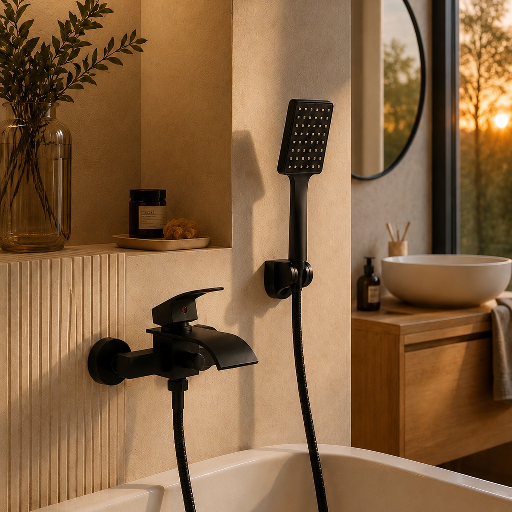 Colonne de douche baignoire noire arrondie – vue 3