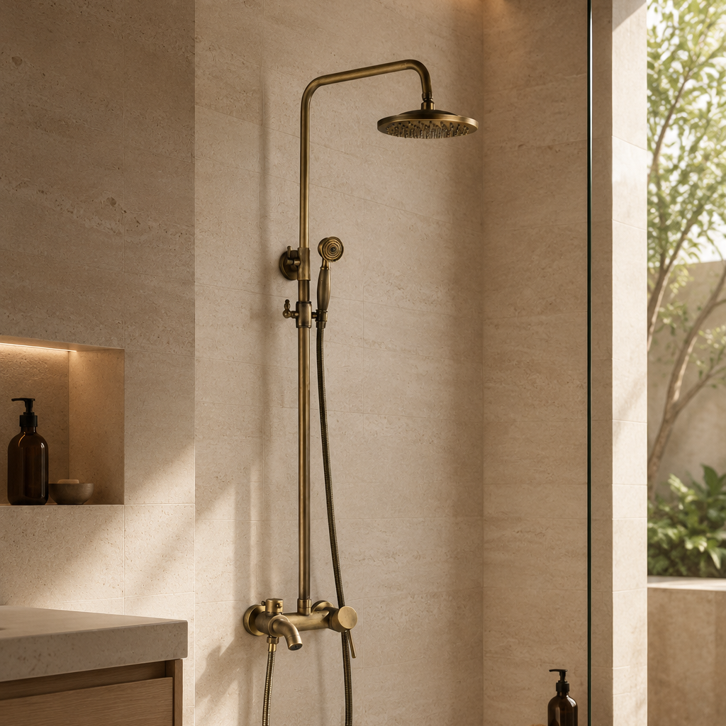 Colonne de douche-baignoire rétro en laiton à mitigeur – mitigeur