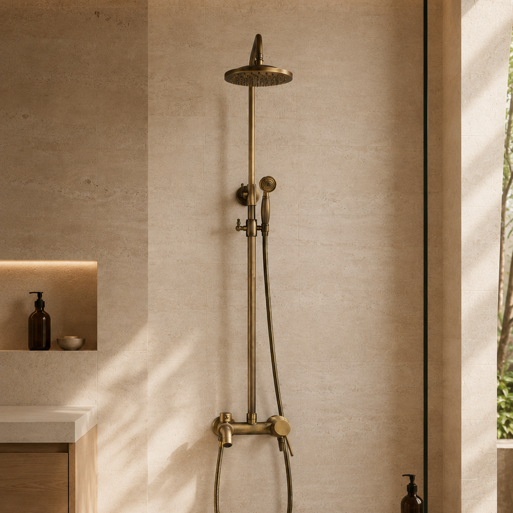 Colonne de douche-baignoire rétro en laiton à mitigeur – mitigeur
