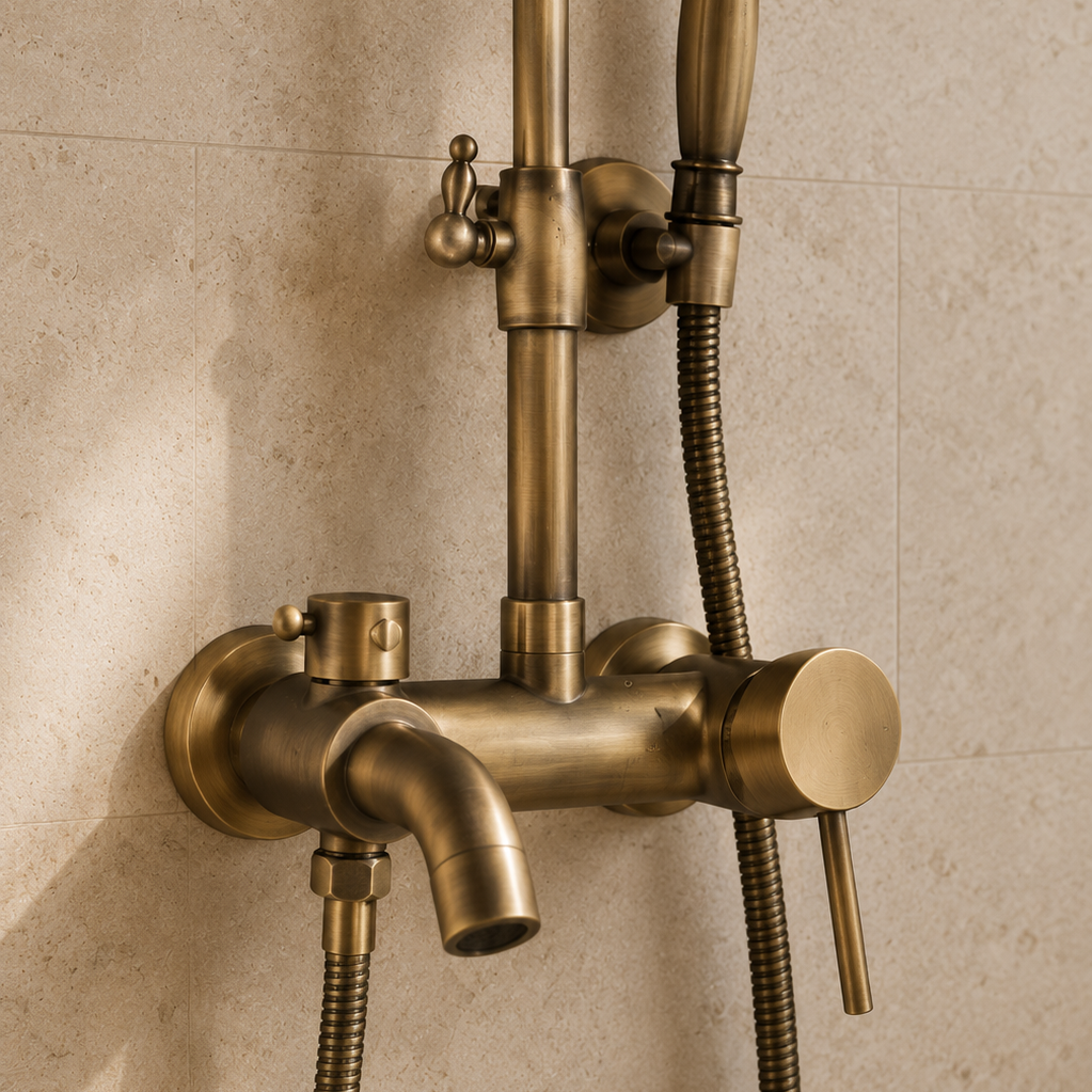 Colonne de douche-baignoire rétro en laiton à mitigeur – mitigeur