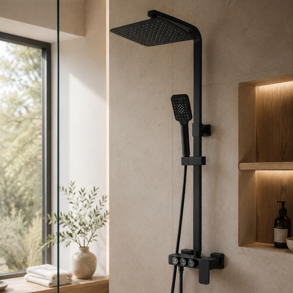Colonne de douche carrée noire – vue 2