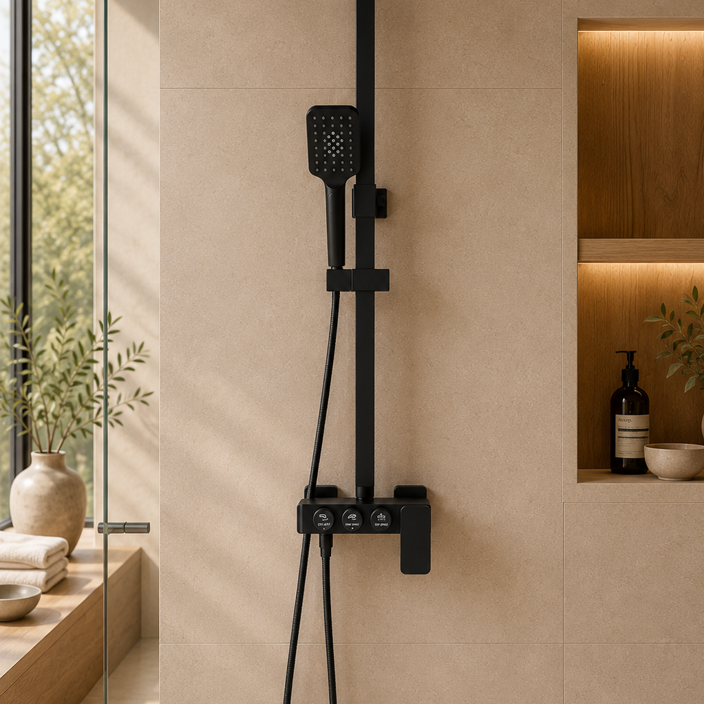 Colonne de douche carrée noire – vue 3
