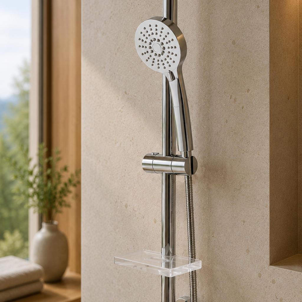Colonne de douche coulissante chrome à tablette rectangulaire – vue 4