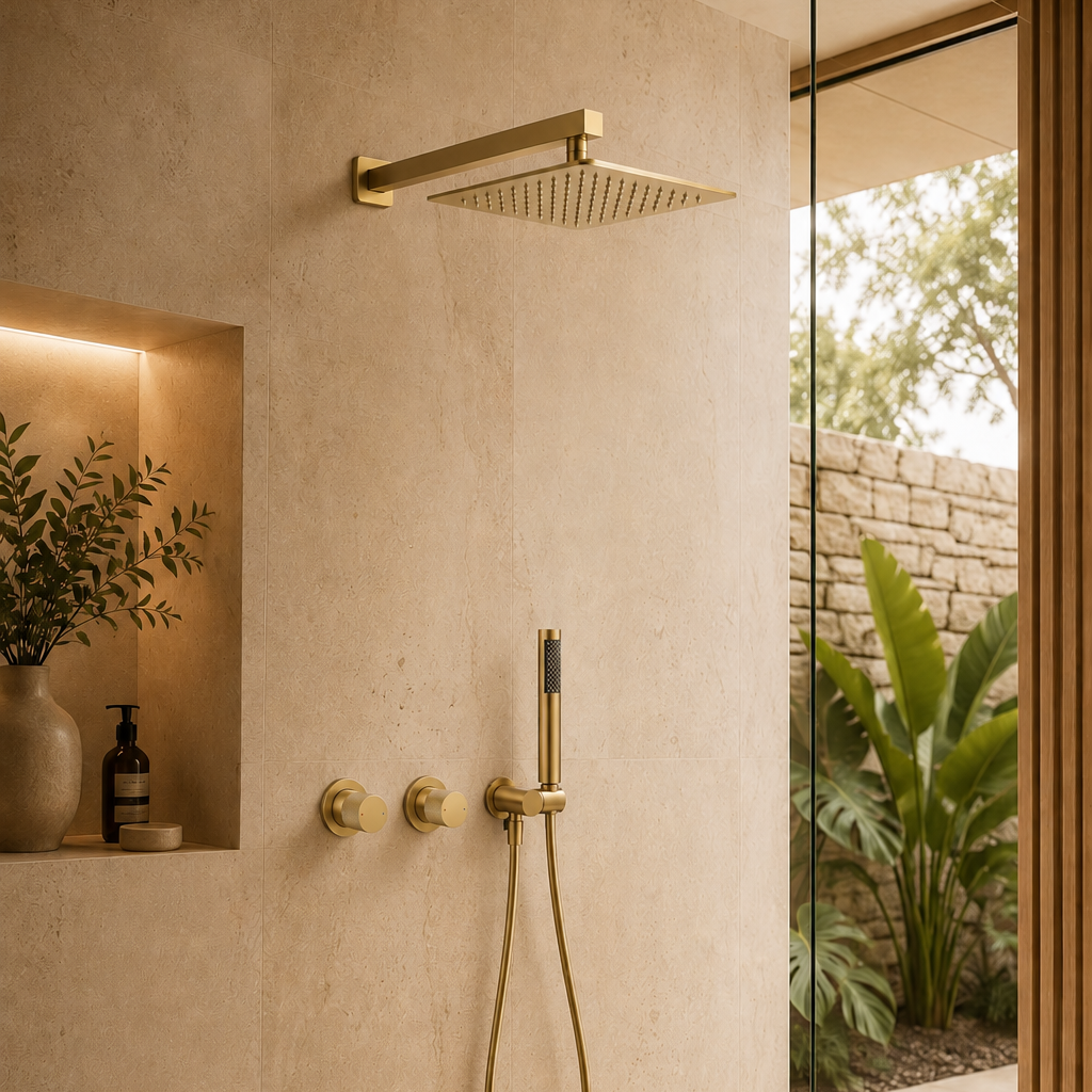 Colonne de douche en laiton or brossé – vue 2
