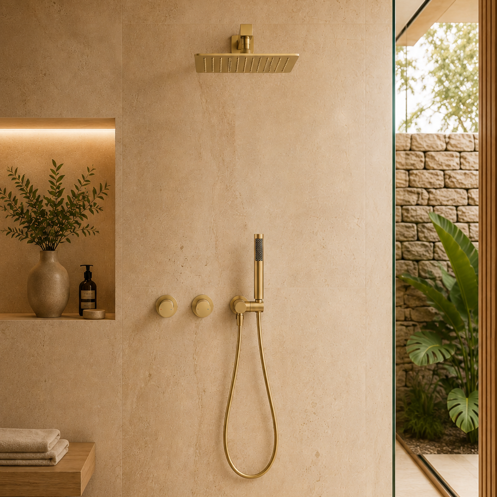 Colonne de douche en laiton or brossé – vue 3