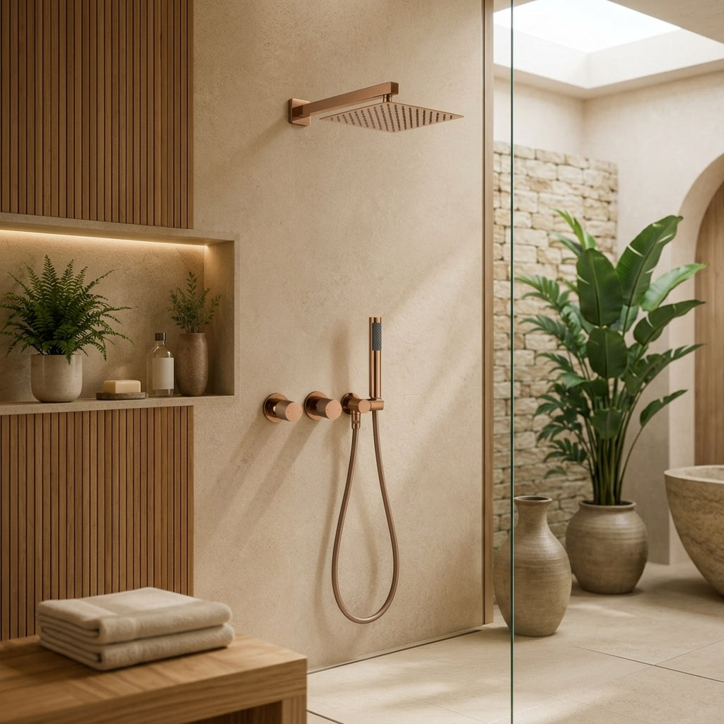 Colonne de douche en laiton or rose