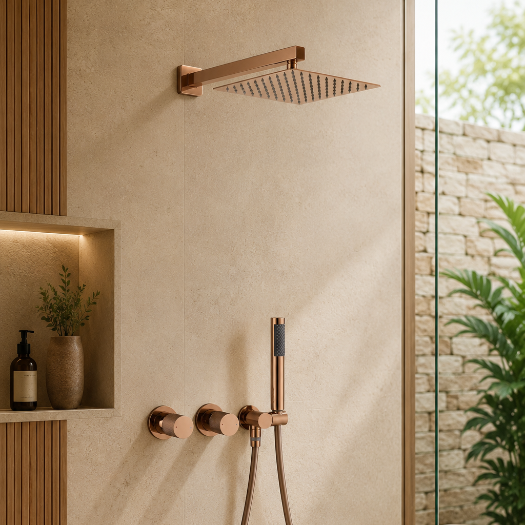 Colonne de douche en laiton or rose – vue 2