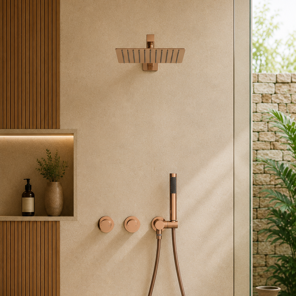 Colonne de douche en laiton or rose – vue 3