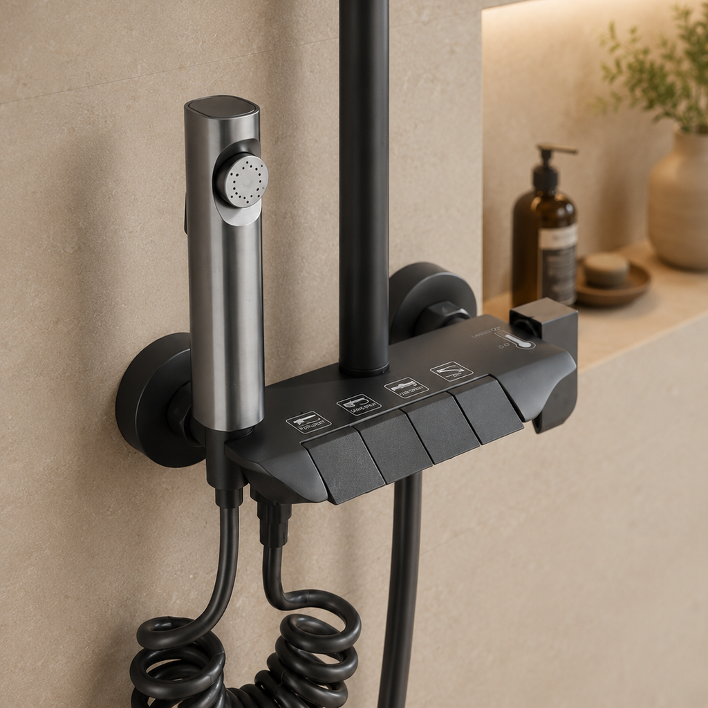 Colonne de douche grise 4 fonctions – mitigeur