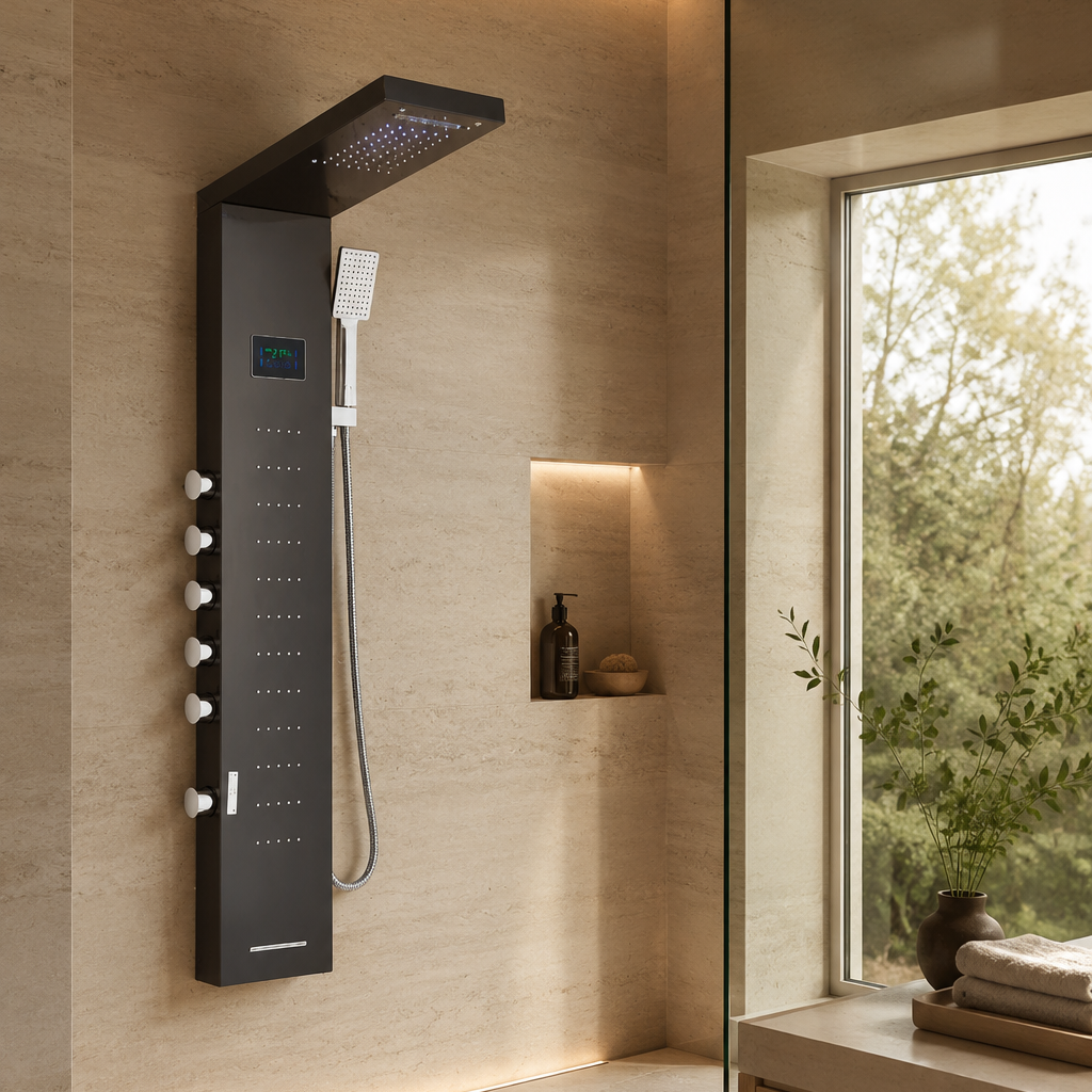 Colonne de douche hydromassante à ciel de pluie LED – ciel de pluie