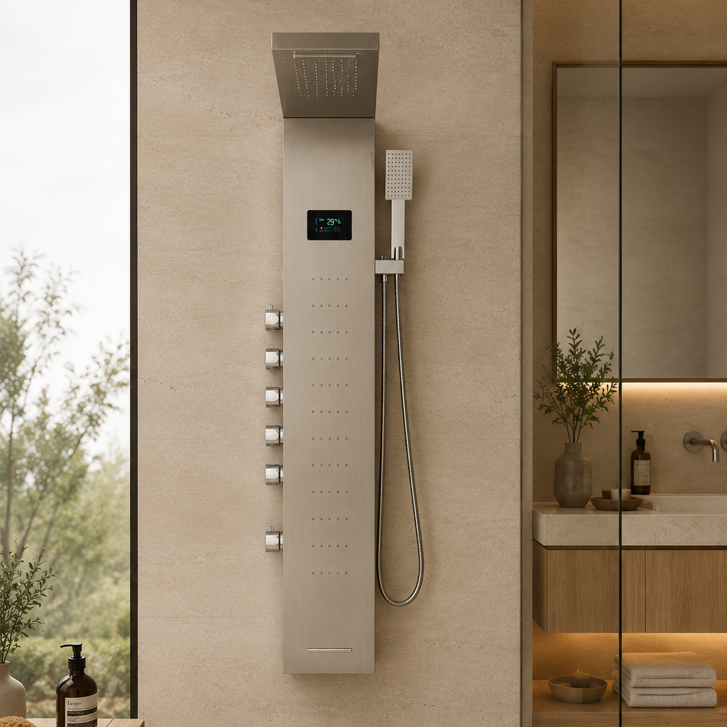 Colonne de douche hydromassante à ciel de pluie LED – ciel de pluie
