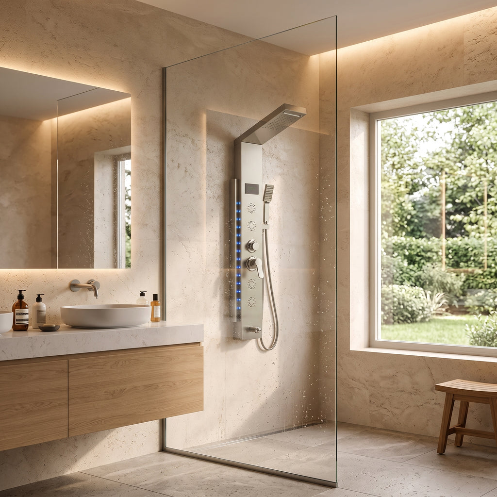 Colonne de douche hydromassante profil fin LED