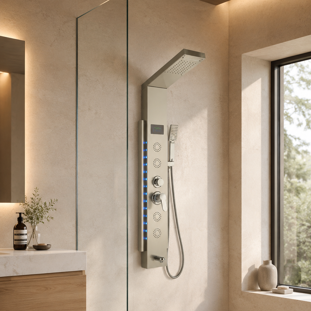 Colonne de douche hydromassante profil fin LED – vue 3