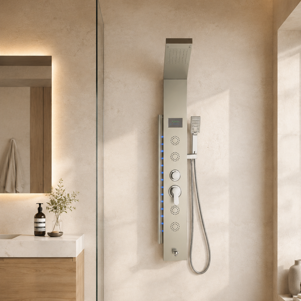 Colonne de douche hydromassante profil fin LED – vue 4