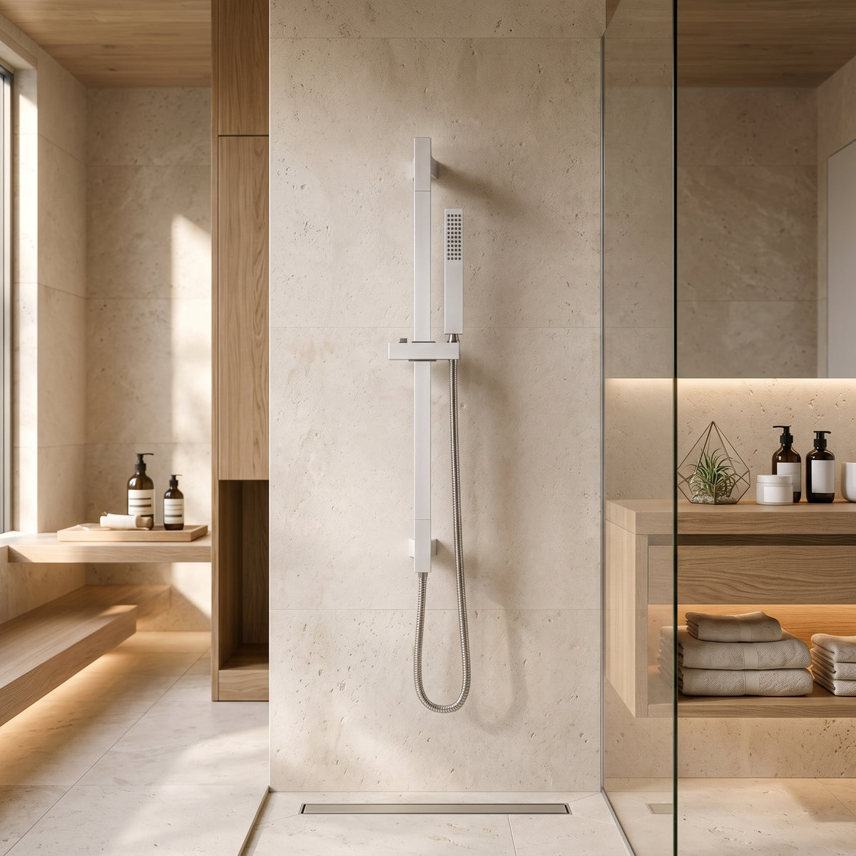 Colonne de douche inox blanche