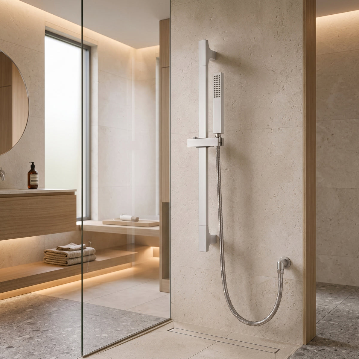 Colonne de douche inox blanche – vue 3