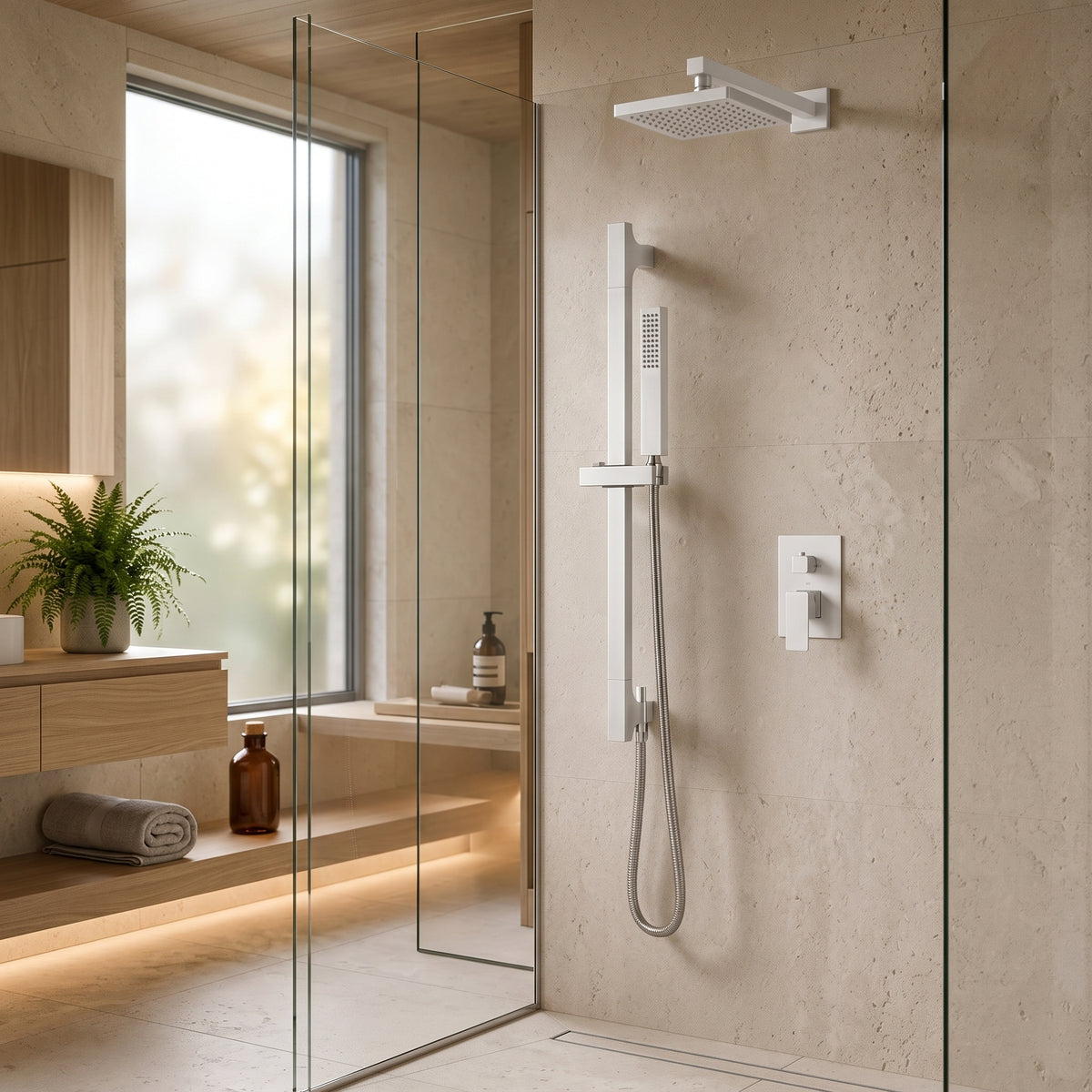 Colonne de douche inox blanche – vue 4