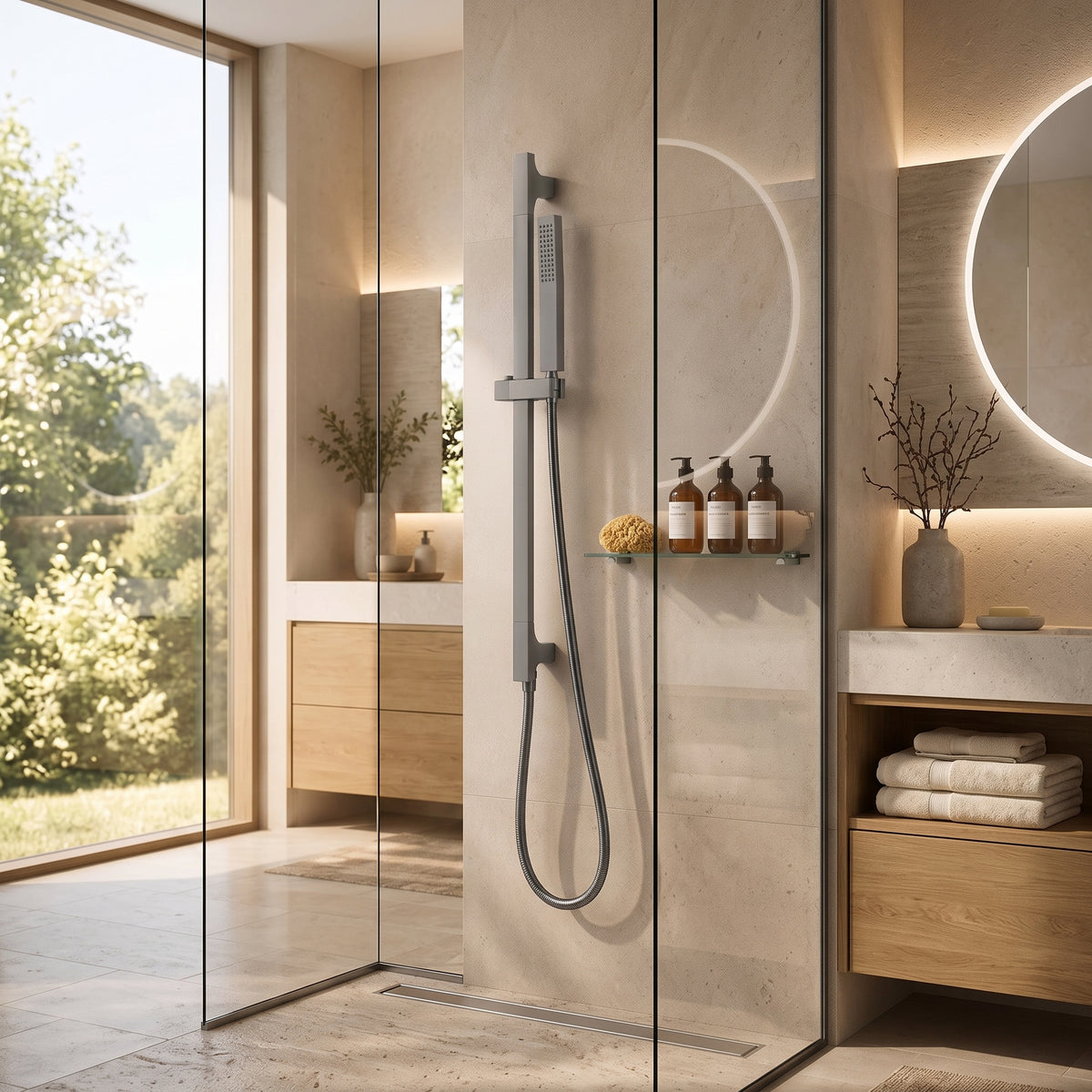 Colonne de douche inox grise