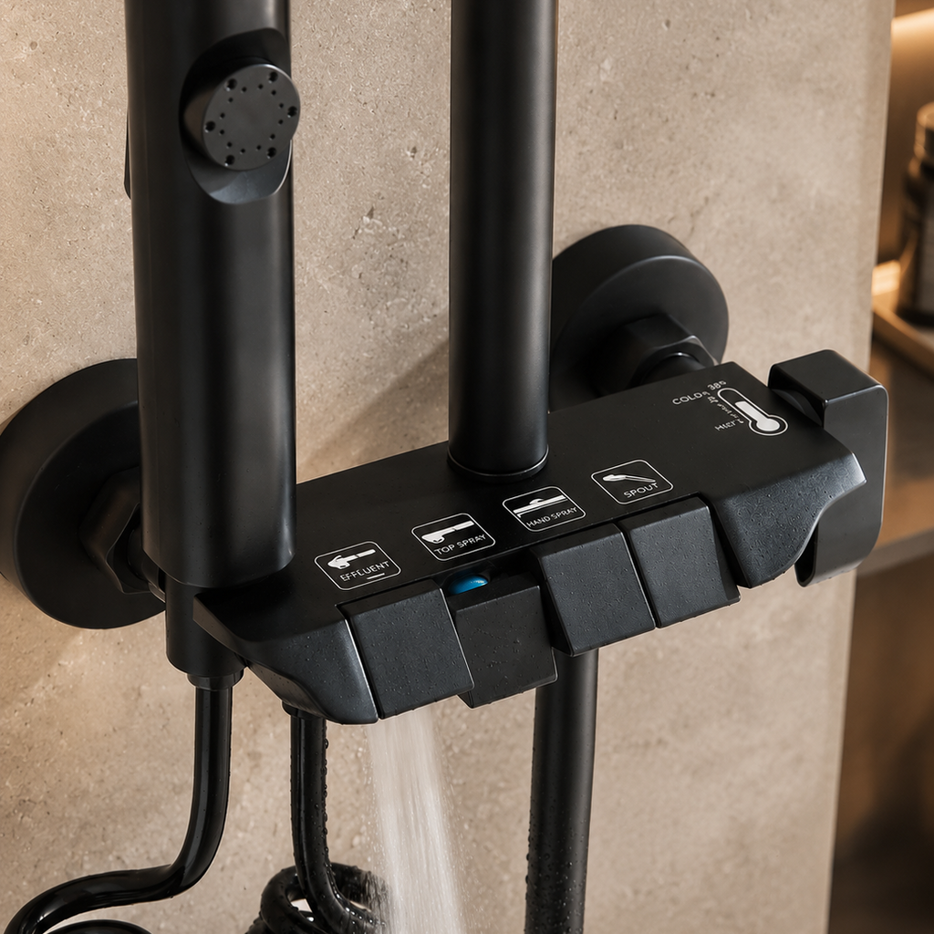Colonne de douche noire 4 fonctions – fonctions de la douche