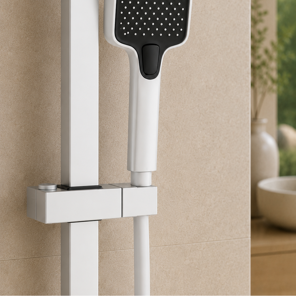 Colonne de douche réglable blanche – douchette