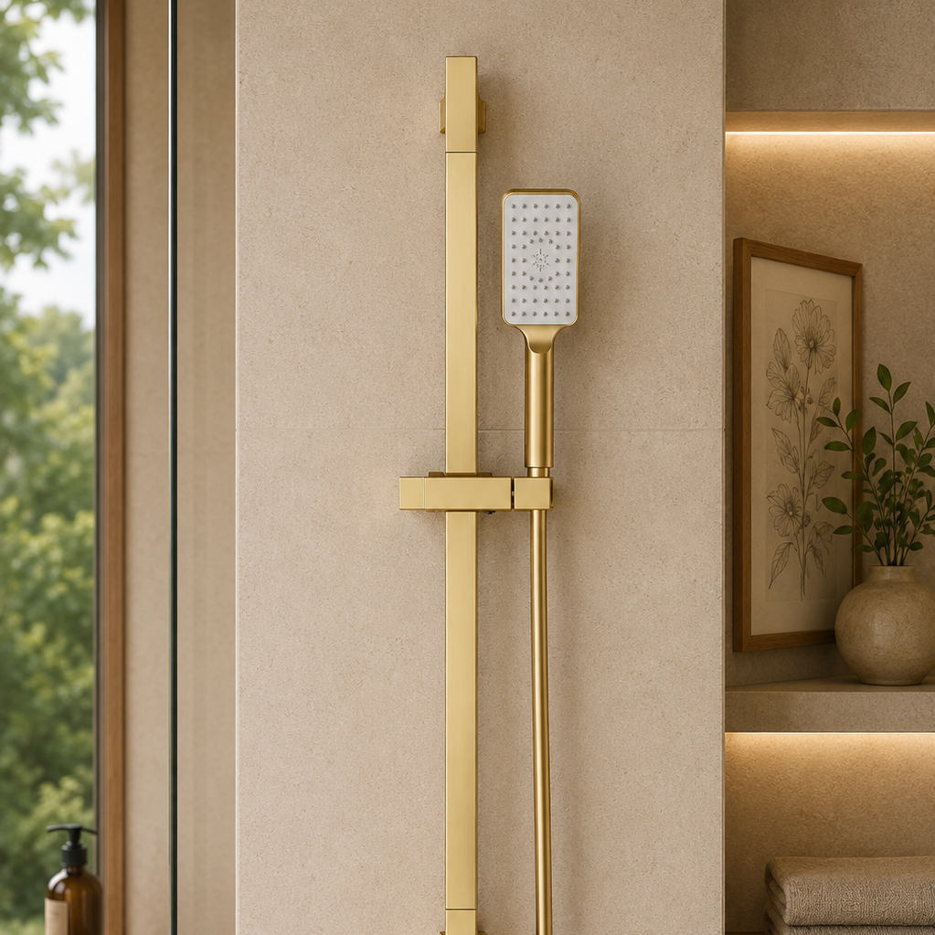 Colonne de douche réglable or brossé – vue 3