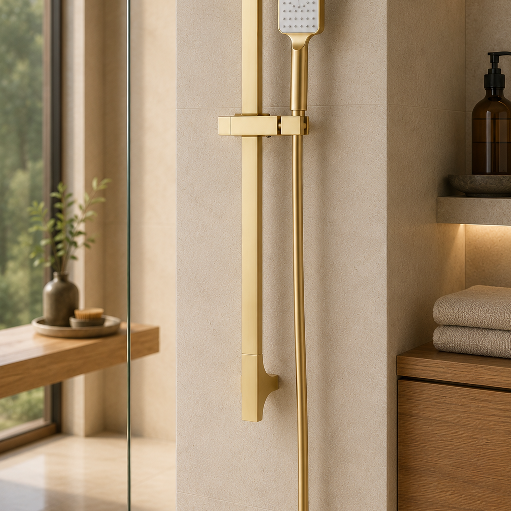 Colonne de douche réglable or brossé – vue 4