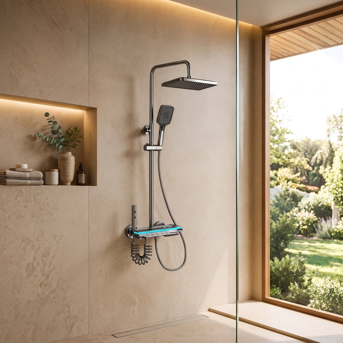 Colonne de douche thermostatique 30 cm – mitigeur