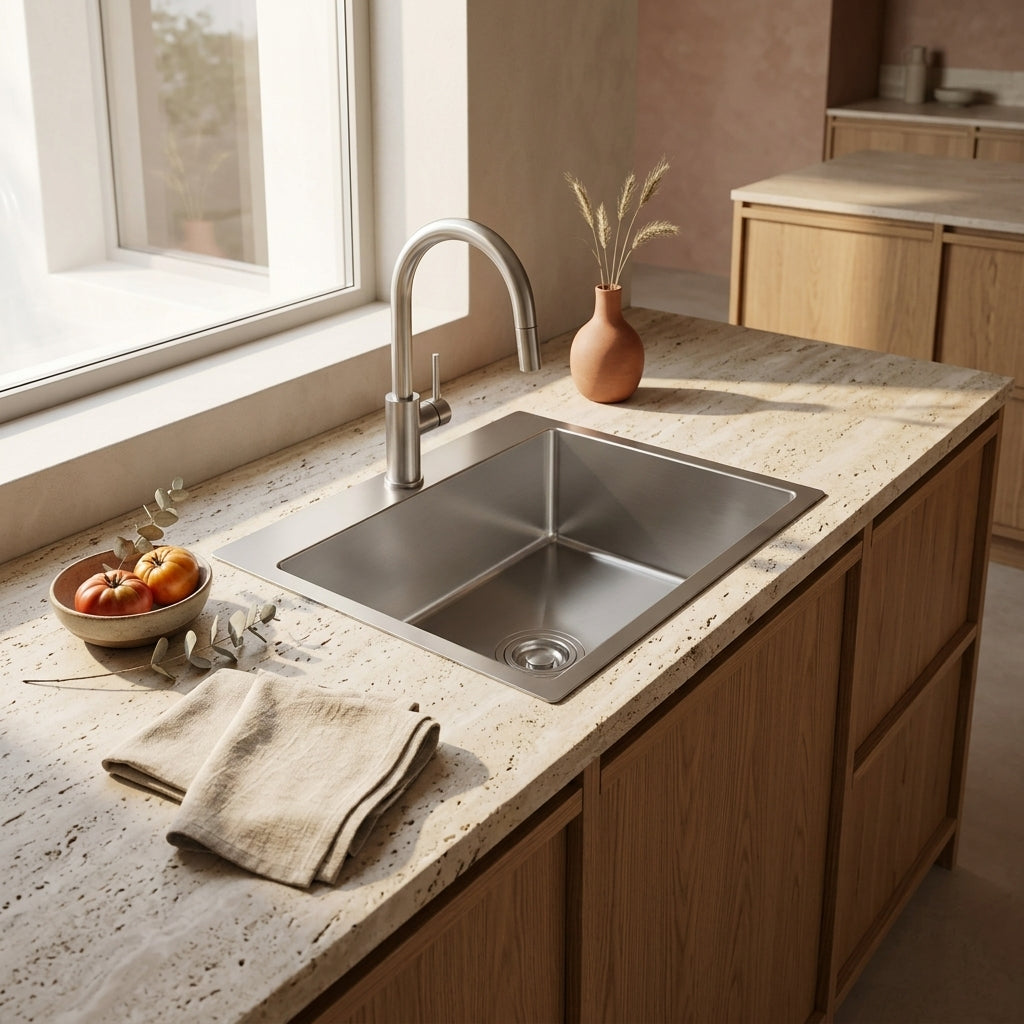 Évier de cuisine compact inox brossé 48x45 cm – vue 2