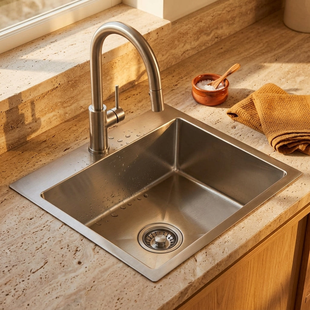 Évier de cuisine compact inox brossé 48x45 cm – vue 4