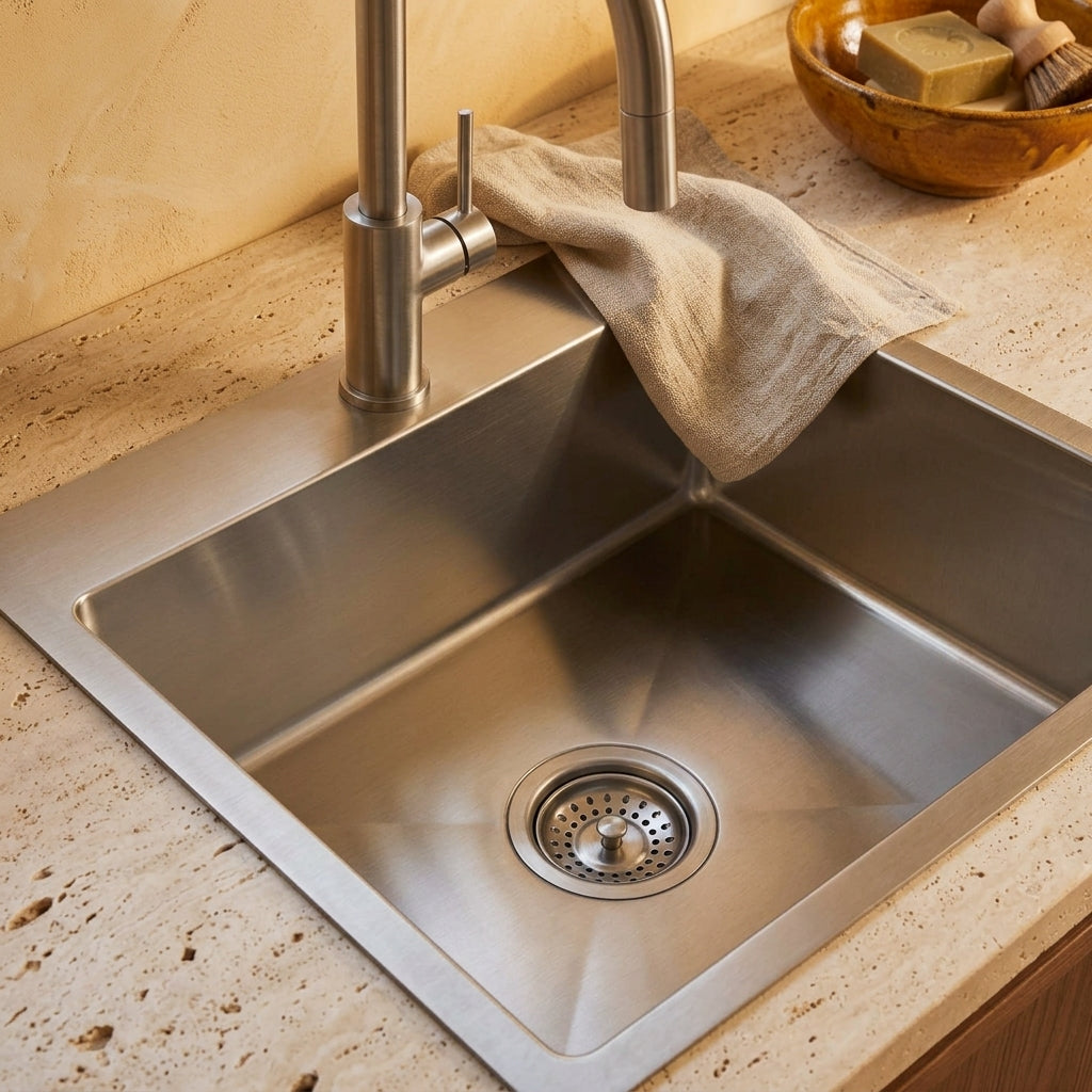 Évier de cuisine compact inox brossé 48x45 cm – vue 5